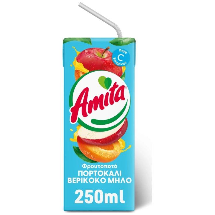 Amita Orangen-Apfel-Aprikosennektar (250ml) von Amita bei Araxxon  - Hochwertiges griechisches Produkt.   Amita Orangen-Apfel-Aprikosennektar (250ml) από Amita στο Araxxon  - Αυθεντικό ελληνικό προϊόν.